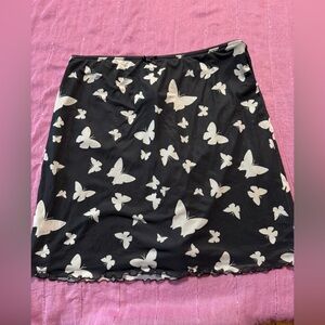 wild fable Black Mini Skirt with White Butterfly Print